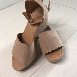 Tan Platform Wedges Size 7.5